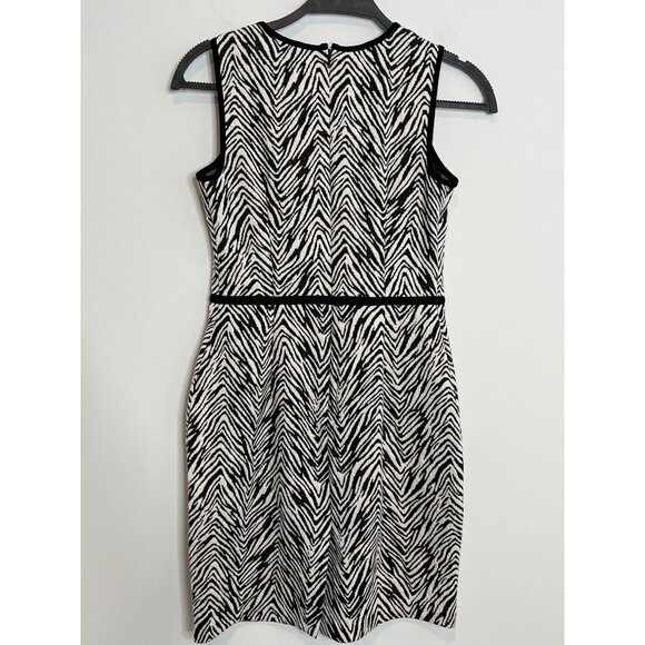 Ann Taylor Zebra Print Sheath Dress Petite 2P Black White Sleeveless Work - Picture 2 of 12